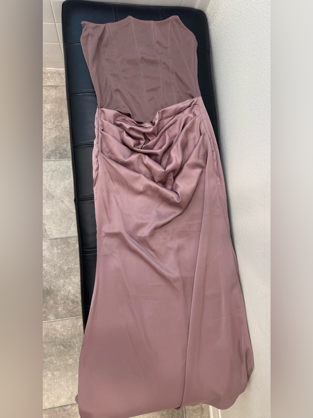 Singular Mauve Corset-Style Draped Maxi Dress – Size M